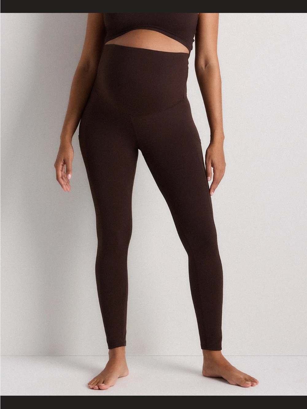 Quince Ultra-Form Maternity Pocket Leggings - Espresso Dark Brown Sz M - Picture 7 of 13